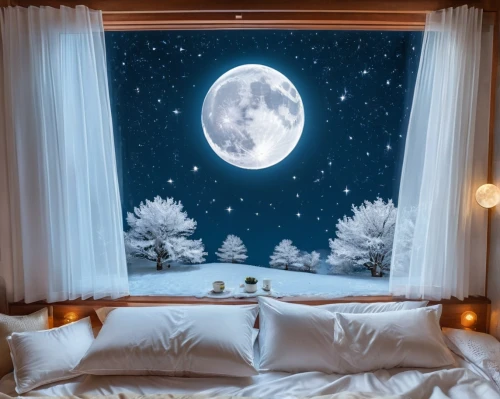 duvet cover,sleeping room,moon and star background,bedroom window,romantic night,snowhotel,christmas room,bedding,nursery decoration,bed linen,dream world,canopy bed,children's bedroom,starry sky,dreamland,the moon and the stars,guest room,moonlit night,great room,dreams,Unique,Design,Knolling