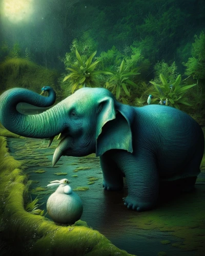 blue elephant,elephant's child,elephant with cub,elephant ride,elephant,mama elephant and baby,whimsical animals,cartoon elephants,dumbo,elephants,elephantine,elephant toy,pachyderm,green animals,baby elephant,elephants and mammoths,elephant kid,asian elephant,african elephant,children's background,Illustration,Abstract Fantasy,Abstract Fantasy 01