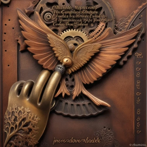 cuckoo clock,dove of peace,cd cover,embossed,metal embossing,door knocker,door lock,doves of peace,book cover,embossed rosewood,iron door,embossing,clockmaker,prayer book,steampunk gears,wood carving,heart and flourishes,psaltery,cuckoo clocks,grandfather clock,Illustration,Realistic Fantasy,Realistic Fantasy 13