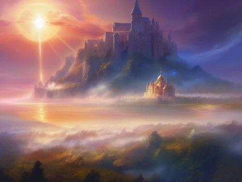 fantasy landscape,castle of the corvin,fantasy picture,knight's castle,fairy tale castle,castel,fairytale castle,castle,fantasy world,ruined castle,gold castle,world digital painting,medieval castle,summit castle,foggy landscape,fantasy art,3d fantasy,ghost castle,castles,fantasy city,Illustration,Realistic Fantasy,Realistic Fantasy 01