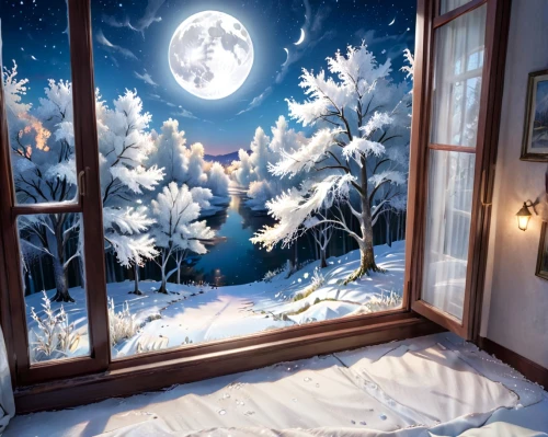 christmas snowy background,christmas room,night snow,winter dream,winter window,snow scene,christmas landscape,bedroom window,sleeping room,snowhotel,winter background,christmas window,christmas night,midnight snow,christmas scene,children's bedroom,snow on window,snow landscape,romantic night,winter house,Anime,Anime,General