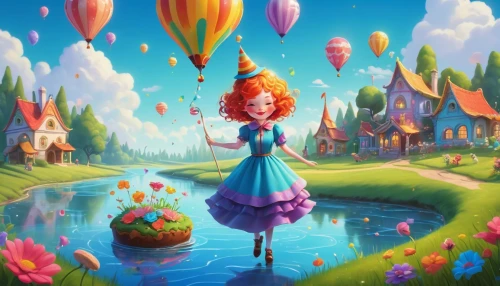 little girl with balloons,fairy world,colorful balloons,hot-air-balloon-valley-sky,wonderland,alice in wonderland,balloon,balloon trip,red balloon,fantasia,fairy tale character,balloons flying,ballooning,fantasy world,blue balloons,children's background,balloons,ballon,children's fairy tale,rosa 'the fairy,Conceptual Art,Daily,Daily 22