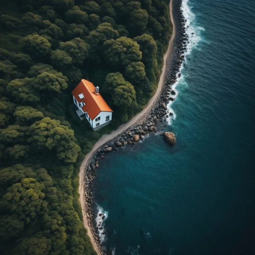 island suspended,take-off of a cliff,coastal road,samoa,azores,island church,red lighthouse,lonely house,rescue helipad,north island,lighthouse,fiji,lifeguard tower,safe island,camper van isolated,drone image,uninhabited island,house by the water,parking spot,island,Photography,Documentary Photography,Documentary Photography 27
