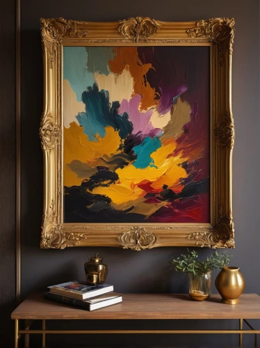 abstract painting,copper frame,paintings,framed paper,gold paint strokes,painting technique,wall decor,interior decor,modern decor,cloud shape frame,decorative frame,art painting,wall decoration,gold stucco frame,wood frame,boho art,wall art,meticulous painting,art nouveau frame,peony frame,Illustration,Vector,Vector 02