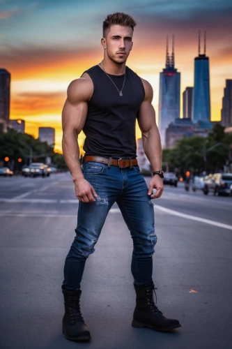 male model,edge muscle,strongman,austin stirling,muscular,muscular build,latino,muscle icon,muscle man,builder,standing man,leather boots,macho,steel-toed boots,fitness professional,ryan navion,fitness model,bodybuilding,bodybuilder,carpenter jeans,Illustration,Realistic Fantasy,Realistic Fantasy 33