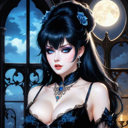gothic woman,gothic fashion,vampire lady,gothic style,gothic portrait,queen of the night,vampire woman,gothic dress,gothic,lady of the night,goth woman,fantasy portrait,vampire,fantasy woman,victorian lady,gentiana,dark angel,fantasy art,blue enchantress,psychic vampire,Conceptual Art,Fantasy,Fantasy 24
