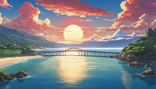 studio ghibli,island suspended,yo-kai,landscape background,futuristic landscape,ocean paradise,ocean view,the endless sea,island,ocean,mushroom island,horizon,芦ﾉ湖,idyllic,aqua studio,panoramical,artificial island,floating island,the horizon,torii,Photography,General,Realistic