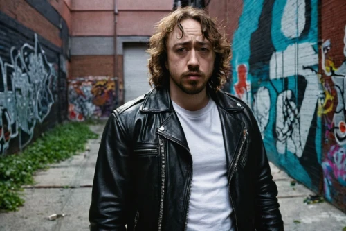 alleyway,shaggy,pollux,alley,gander,mac,brick wall background,portrait background,brick wall,photo session in torn clothes,laneway,gully,danila bagrov,leather jacket,old linden alley,foley,red brick wall,urban,ryan navion,ford prefect,Illustration,Japanese style,Japanese Style 17