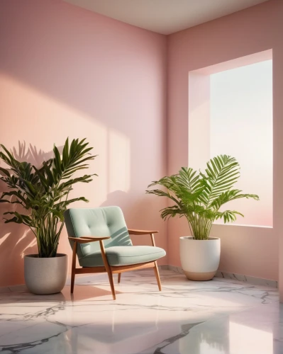 pink chair,tropical house,house plants,tropical floral background,houseplant,livingroom,pastel colors,3d rendering,3d render,living room,modern decor,soft furniture,wall,peach palm,potted palm,natural pink,gold-pink earthy colors,sitting room,light pink,3d background,Illustration,Children,Children 03