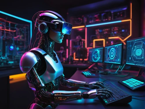 girl at the computer,cyber,computer room,cyberpunk,neon human resources,sci fi surgery room,cyberspace,cybernetics,computer,scifi,sci fiction illustration,computer art,women in technology,computer workstation,control center,automation,sci-fi,sci - fi,operator,sci fi,Art,Classical Oil Painting,Classical Oil Painting 13