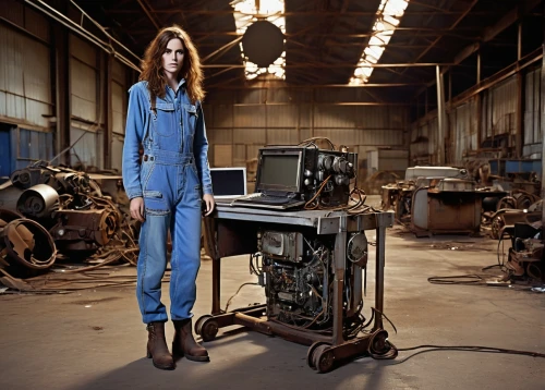 coveralls,blue-collar worker,welder,girl in overalls,gas welder,female worker,carpenter jeans,workwear,blue-collar,welders,bandsaw,denim jumpsuit,clockmaker,metalworking,women in technology,repairman,welding,steelworker,overalls,worker,Illustration,Retro,Retro 21