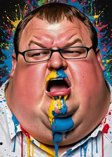 gluttony,prank fat,cake smash,food coloring,colored icing,eat,fat,blubber,greek,appetite,gore,fatayer,chew,photoshop manipulation,devoured,like to eat,oliver hardy,bubble blower,blob,iced-lolly,Conceptual Art,Graffiti Art,Graffiti Art 08