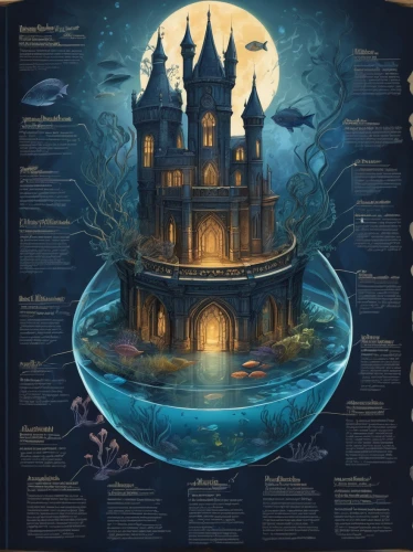 water castle,house of the sea,hogwarts,fairy tale castle,underwater playground,haunted castle,ghost castle,castle of the corvin,children's fairy tale,underwater world,water courses,witch's house,fairy tales,tour to the sirens,atlantis,underwater oasis,the bottom of the sea,underwater landscape,sunken church,waterglobe,Unique,Design,Infographics