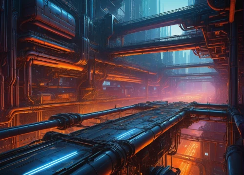 mining facility,futuristic landscape,descent,refinery,industrial ruin,industrial tubes,scifi,industrial landscape,industrial hall,sci fiction illustration,metropolis,industrial,sci-fi,sci - fi,futuristic,industrial area,cyberpunk,sci fi surgery room,ufo interior,hall of the fallen,Art,Classical Oil Painting,Classical Oil Painting 23