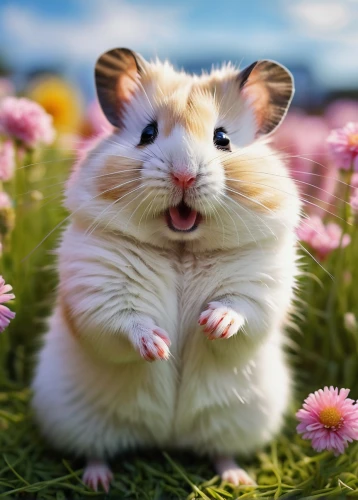 bunny on flower,hamster,bunny smiley,chinchilla,cute animal,flower animal,funny animals,knuffig,cute animals,i love my hamster,blossom kitten,round kawaii animals,gerbil,hamster buying,guineapig,cute cartoon character,musical rodent,jerboa,whimsical animals,meadow jumping mouse,Illustration,Black and White,Black and White 09