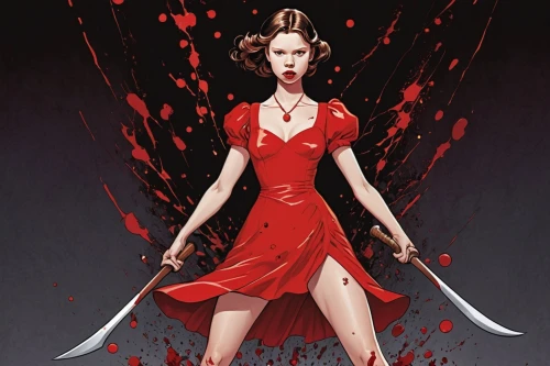 bloody mary,scarlet witch,huntress,scythe,maraschino,valentine day's pin up,femicide,valentine pin up,blood icon,butcher ax,vampire woman,killer,blood collection,vampire lady,blood spatter,blood fink,femme fatale,vesper,maneater,italian poster,Illustration,American Style,American Style 05