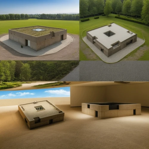 bunker,3d rendering,flat roof,cube house,3d render,archidaily,burial chamber,dunes house,concrete blocks,3d rendered,cubic house,concrete construction,roman villa,thermae,3d model,formwork,school design,modern architecture,3d modeling,render,Photography,General,Realistic