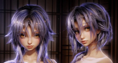 violet head elf,anime 3d,color is changable in ps,cosmetic,triplet lily,3d rendered,natural cosmetic,violet,blue violet,layered hair,hair coloring,winterblueher,duplicate,indigo,luka,anime girl,bluebell,piko,fuki,cosmetic sticks