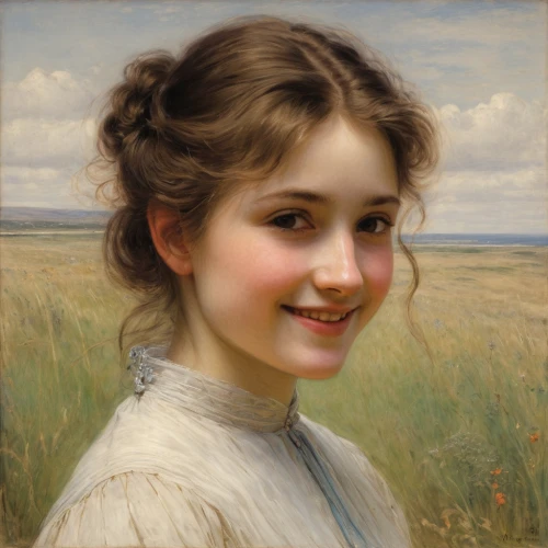 portrait of a girl,child portrait,bouguereau,girl with cloth,young woman,girl with bread-and-butter,girl picking flowers,girl portrait,young lady,romantic portrait,girl in the garden,girl in flowers,mystical portrait of a girl,prairie,bougereau,girl on the dune,little girl in wind,girl in cloth,portrait of a woman,girl lying on the grass,Art,Classical Oil Painting,Classical Oil Painting 13