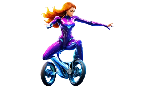 unicycle,woman bicycle,wheelie,tricycle,roller sport,stationary bicycle,electric bicycle,two-wheels,balance bicycle,racing bicycle,starfire,wheely,girl with a wheel,artistic roller skating,electric scooter,trike,bicycling,indoor cycling,pedal,e bike,Illustration,Realistic Fantasy,Realistic Fantasy 03