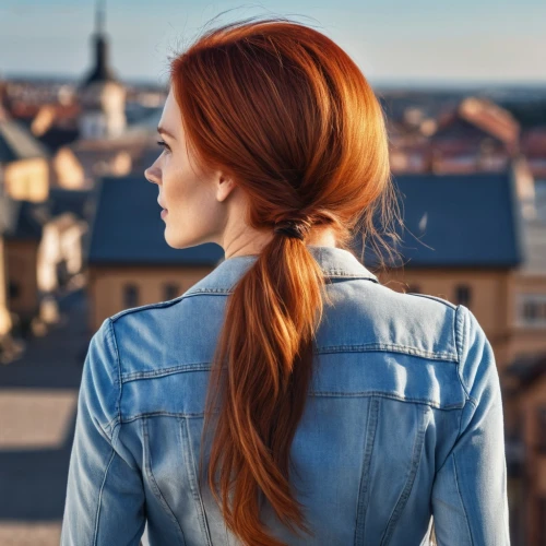 redhair,half profile,red-haired,girl in a historic way,clary,on the roof,redheads,travel woman,woman thinking,girl in a long,rooftops,the girl at the station,profile,red hair,semi-profile,young woman,florentine,rapunzel,city ​​portrait,red head,Photography,General,Realistic