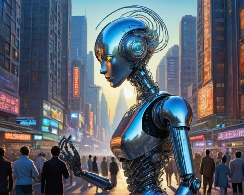 sci fiction illustration,cyberpunk,humanoid,futuristic,dystopia,metropolis,artificial intelligence,droid,cyborg,cybernetics,dystopian,scifi,robot,sci-fi,sci - fi,robotic,human,sci fi,robots,valerian,Illustration,Retro,Retro 24