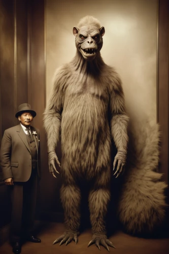 anthropomorphized animals,anthropomorphic,suit actor,king kong,slothbear,gorilla,size comparison,yeti,anthropomorphized,mammalian,kong,cougnou,strohbär,giant schirmling,madagascar,cgi,groundhog,zookeeper,wicket,ventriloquist,Photography,General,Cinematic