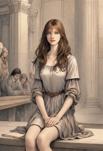 emile vernon,girl in a historic way,celtic woman,school of athens,aphrodite,ancient egyptian girl,young woman,classical antiquity,cybele,lilian gish - female,girl on the stairs,justitia,ancient rome,a charming woman,leonardo da vinci,lady justice,portrait of a girl,woman sitting,the magdalene,jane austen,Digital Art,Comic