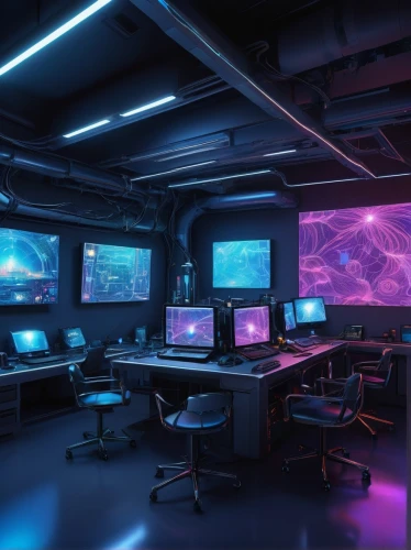 computer room,sci fi surgery room,the server room,game room,working space,aqua studio,ufo interior,computer workstation,monitor wall,creative office,control center,modern office,spaceship space,research station,conference room,cyberspace,computer desk,screens,fractal design,monitors,Illustration,Realistic Fantasy,Realistic Fantasy 04