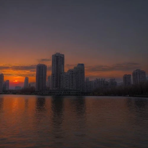 tianjin,huangpu river,false creek,suzhou,ekaterinburg,sharjah,bow river,sigishoara,han river,harbourfront,shenyang,chongqing,daecheong lake,city skyline,zhengzhou,nanjing,fisher island,toronto,lakeshore,west lake,Light and shadow,Landscape,West Lake