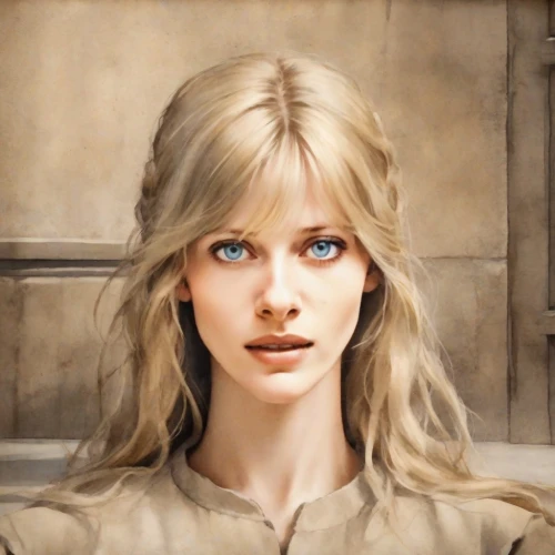 blond girl,blonde woman,jessamine,fantasy portrait,regard,mystical portrait of a girl,women's eyes,the blue eye,blonde girl,elven,portrait background,joan of arc,romantic portrait,lilian gish - female,blue eyes,portrait of christi,eglantine,heterochromia,girl portrait,the enchantress,Digital Art,Watercolor