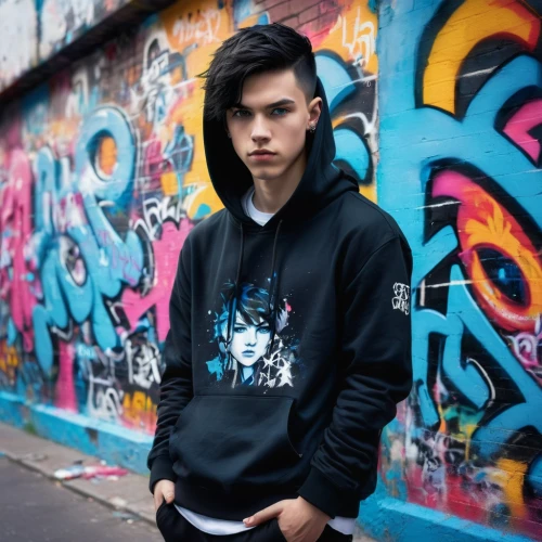 hoodie,graffiti,sweatshirt,street fashion,boy model,rein,boys fashion,hooded,hood,city youth,young model,anime boy,city ​​portrait,styles,alleyway,photo session in torn clothes,bombay mix,graffiti splatter,urban,hooded man,Conceptual Art,Fantasy,Fantasy 14