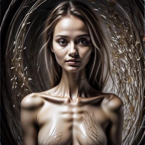 mystical portrait of a girl,digital art,fantasy portrait,bodypainting,siren,digital artwork,world digital painting,archangel,angel,fantasy art,fractalius,dark art,bodypaint,digital painting,mirror of souls,angel girl,illusion,dryad,girl in a long,dark angel