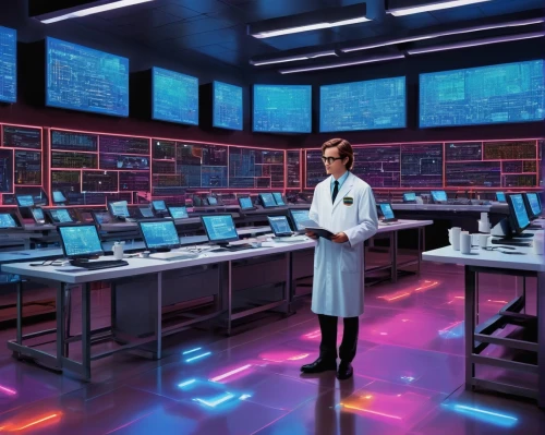 sci fi surgery room,computer room,laboratory information,laboratory,sci fiction illustration,neon human resources,data center,the server room,lab,cyber glasses,data analytics,electronic medical record,man with a computer,trading floor,control center,computer science,chemical laboratory,analyze,modern office,barebone computer,Illustration,Retro,Retro 16