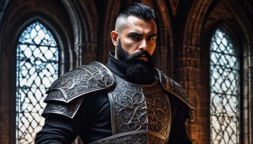 male elf,archimandrite,knight armor,witcher,cullen skink,king arthur,templar,male character,medieval,vax figure,hieromonk,alaunt,wstężyk huntsman,gothic portrait,castleguard,crusader,cosplay image,thorin,dracula,imperial coat,Illustration,Black and White,Black and White 13
