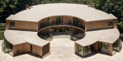 cubic house,dunes house,round house,timber house,archidaily,cube house,frame house,symmetrical,eco-construction,house shape,wooden facade,outdoor structure,folding roof,semi circle arch,the center of symmetry,wood structure,round hut,mirror house,eco hotel,cooling house