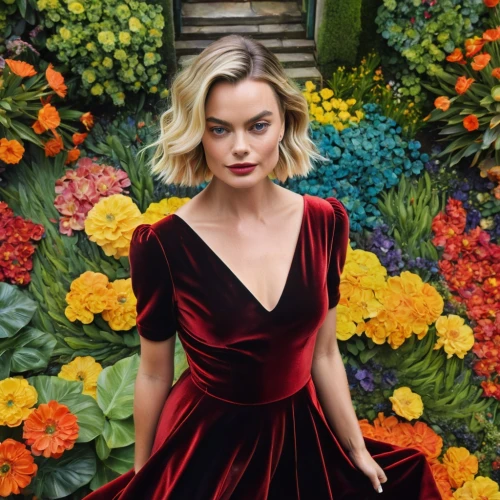 red magnolia,floral,floral background,peacock carnation,man in red dress,vanity fair,colorful floral,girl in flowers,in full bloom,beautiful girl with flowers,red dahlia,portrait background,popart,flower background,red gown,floral dress,wallflower,in red dress,with roses,flower wall en,Illustration,Retro,Retro 16