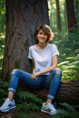 girl with tree,forest background,perched on a log,the girl next to the tree,in the forest,green background,ballerina in the woods,girl in t-shirt,portrait photography,senior photos,social,portrait background,wood background,birch tree background,greta oto,treetop,photographic background,people in nature,in wood,spruce shoot,Illustration,Realistic Fantasy,Realistic Fantasy 30