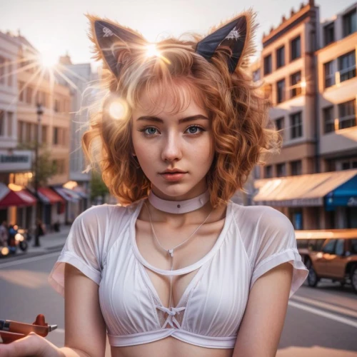 cat ears,street cat,cat european,feline look,kat,feline,alley cat,bangkok,puma,cat's eyes,lynx,choker,retro girl,cat eyes,street fair,girl portrait,on the street,white bow,cat,eurasian
