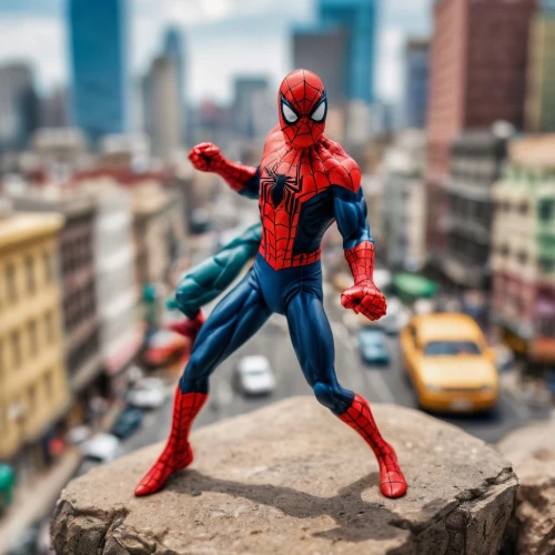 toy photos,lensball,actionfigure,marvel figurine,tilt shift,collectible action figures,spider-man,action figure,spider bouncing,spiderman,3d figure,web element,web,webbing,spider man,miniature figures,webs,spider network,superhero background,plastic toy,Unique,3D,Panoramic