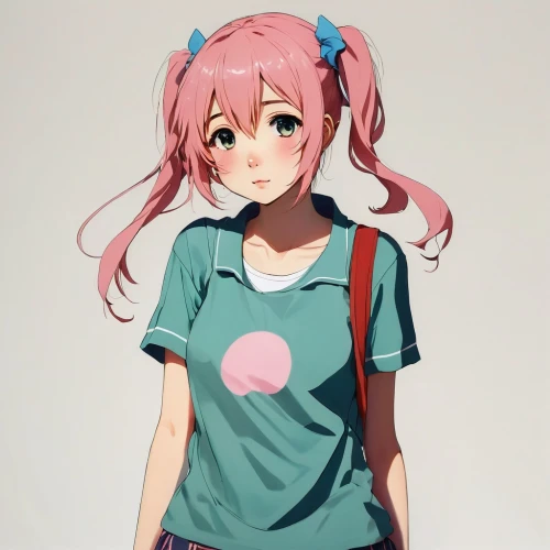 anime japanese clothing,cute clothes,anime girl,umiuchiwa,girl in t-shirt,nico,isolated t-shirt,kawaii,kawaii girl,school clothes,tshirt,t-shirt,kamaboko,pigtail,dango,tee,vocaloid,melonpan,aojiru,luka,Conceptual Art,Oil color,Oil Color 02