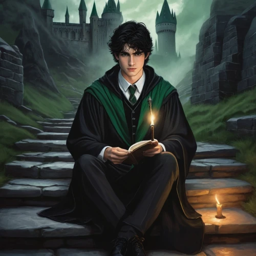 hogwarts,potter,harry potter,albus,candle wick,wizardry,fictional character,school uniform,tributo,fantasy picture,cg artwork,the son of lilium persicum,scholar,private school,wand,harry,smouldering torches,hall of the fallen,kneel,gothic portrait,Illustration,Abstract Fantasy,Abstract Fantasy 05