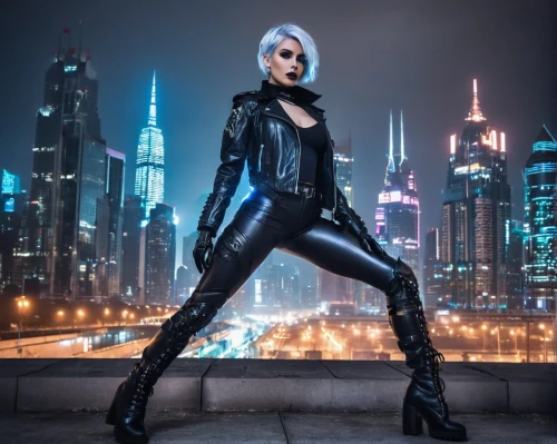 catwoman,birds of prey-night,femme fatale,black leather,cyberpunk,leather,latex clothing,black widow,leather boots,cosplay image,black cat,a200,huntress,streampunk,birds of prey,eva,electro,pvc,underworld,hard woman,Illustration,Realistic Fantasy,Realistic Fantasy 46