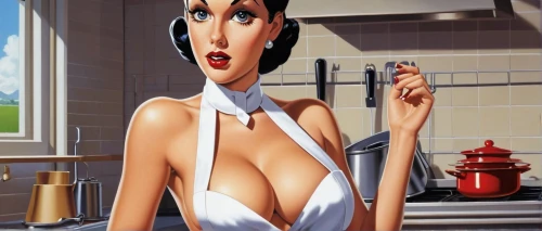 girl in the kitchen,housewife,cleaning woman,housework,barmaid,vodka martini,housekeeper,dishwasher,waitress,retro woman,cruella,cooking book cover,kitchen work,kitchen appliance,chef,woman eating apple,kitchen towel,housekeeping,big kitchen,cooking show,Illustration,American Style,American Style 05