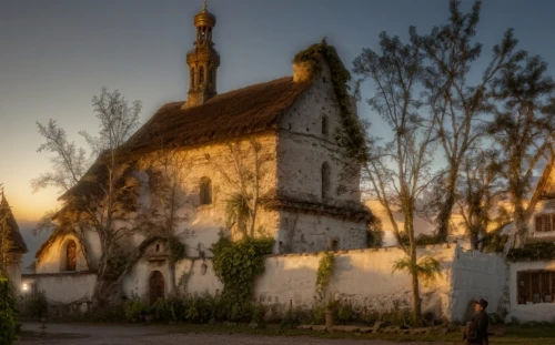 witch's house,thatched cottage,ancient house,traditional house,little church,wooden church,country cottage,house of prayer,half-timbered house,fortified church,folk village,old house,witch house,old colonial house,black church,thatch roof,the black church,medieval town,knight village,medieval architecture