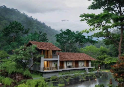 house in mountains,eco hotel,house in the mountains,house with lake,borneo,chalet,house in the forest,indonesia,kerala,valdivian temperate rain forest,traditional house,wooden house,timber house,srilanka,tropical house,beautiful home,holiday villa,tree house hotel,stilt house,residential house,Photography,General,Realistic
