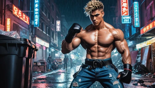 cyberpunk,edge muscle,ken,world digital painting,male character,muscle man,striking combat sports,ninja,boxer,sanshou,damme,kickboxer,sci fiction illustration,terminator,game art,muscle icon,street sports,blue-collar worker,pompadour,game illustration,Photography,Fashion Photography,Fashion Photography 04