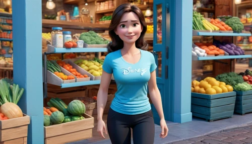 cute cartoon character,cashier,deli,shopkeeper,animated cartoon,cute cartoon image,boast,girl in t-shirt,woman shopping,shopping icon,merchant,salesgirl,disney character,clerk,market introduction,grocer,frozen vegetables,bussiness woman,melons,waitress,Unique,3D,3D Character