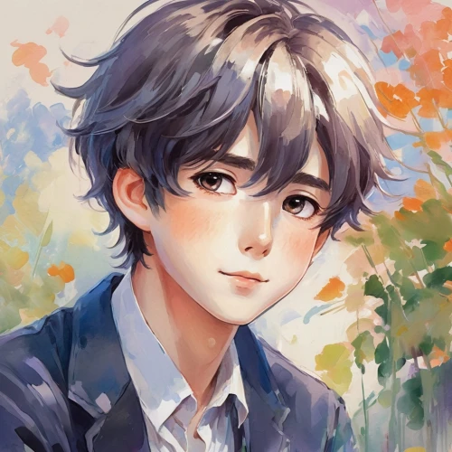 watercolor background,digital painting,anime boy,flower painting,soft pastel,acrylic,romantic portrait,portrait background,watercolor,artist portrait,custom portrait,watercolor blue,painterly,painting pattern,ren,painting,hydrangea background,violet evergarden,artist color,watercolor paint,Conceptual Art,Oil color,Oil Color 10