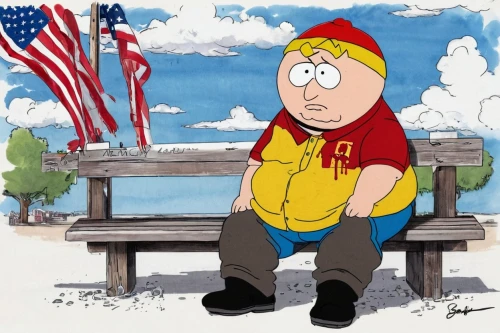 man on a bench,bart,patriot,patriotism,flag day (usa),mac,memorial day,animated cartoon,cartoon character,veteran's day,america,veterans day,flagman,peanuts,flanders,forrest,cartoon,patriotic,united states of america,propane,Illustration,Black and White,Black and White 34